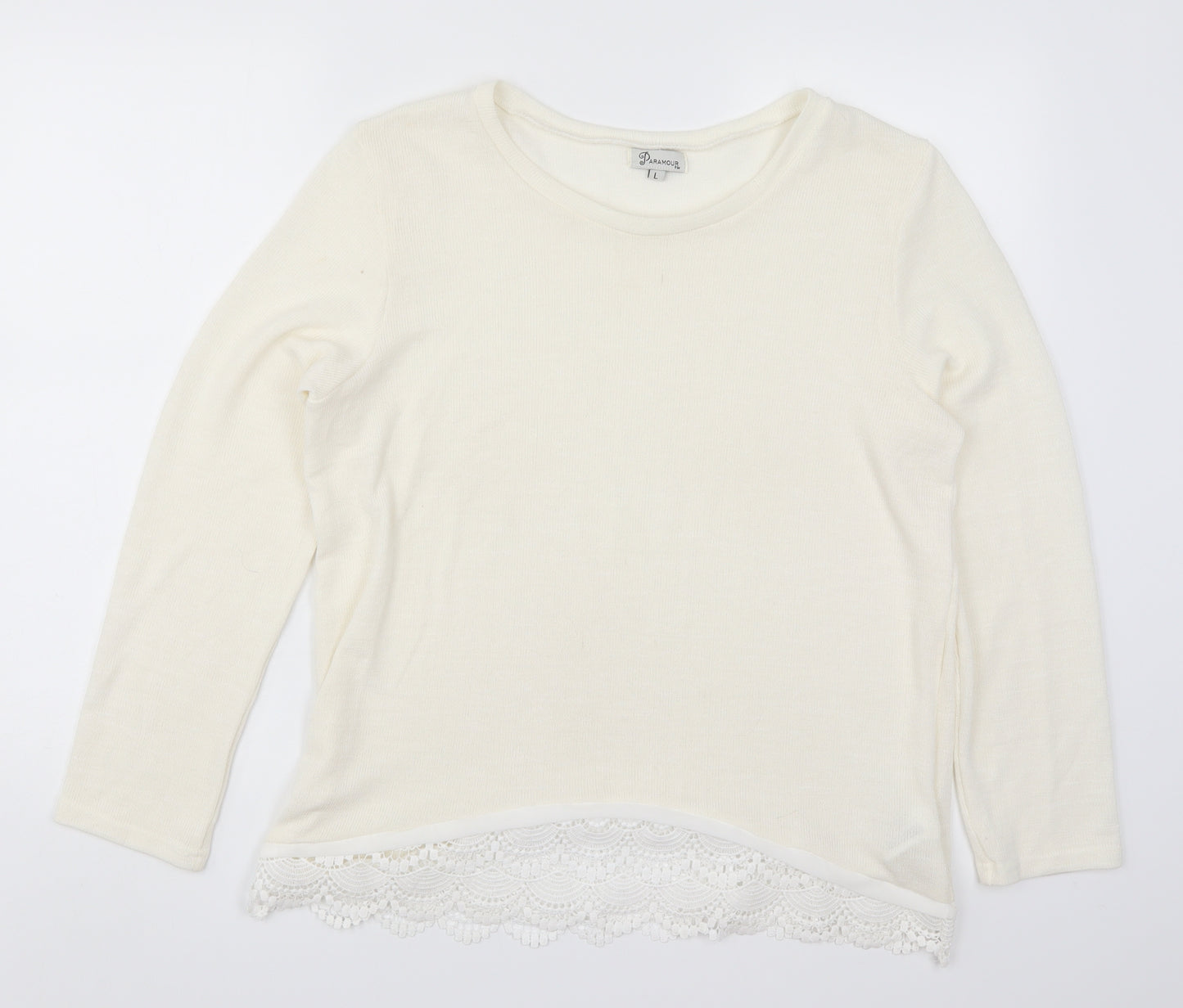 Paramour Womens Ivory  Rayon Pullover Jumper Size L