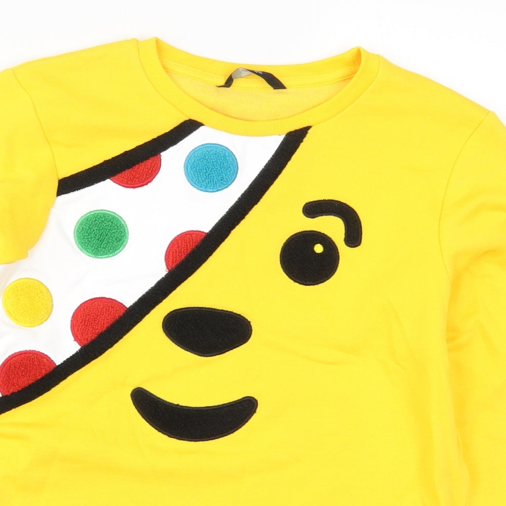 George Girls Yellow   Pullover Sweatshirt Size 11-12 Years  - Children in Need Pudsey