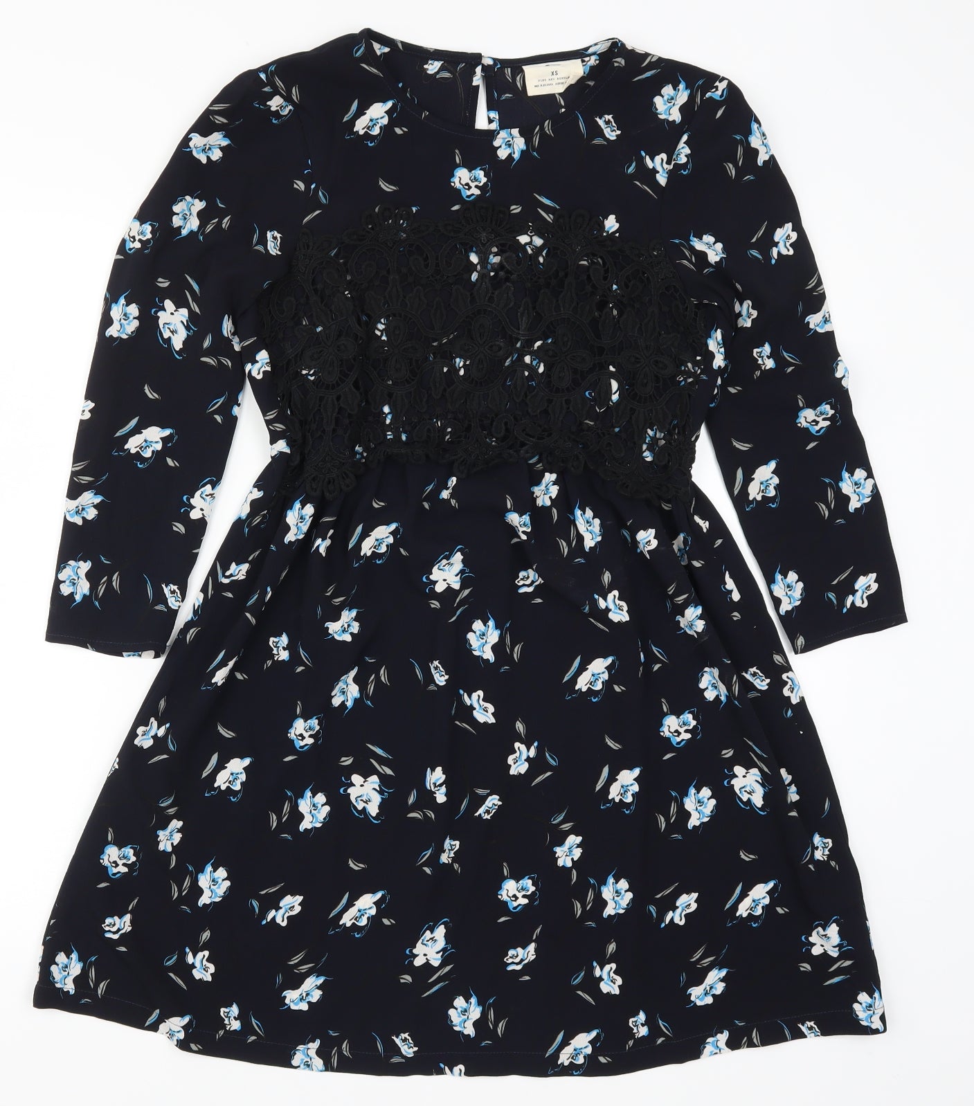 Pins & Needles Womens Blue Floral  Skater Dress  Size XS