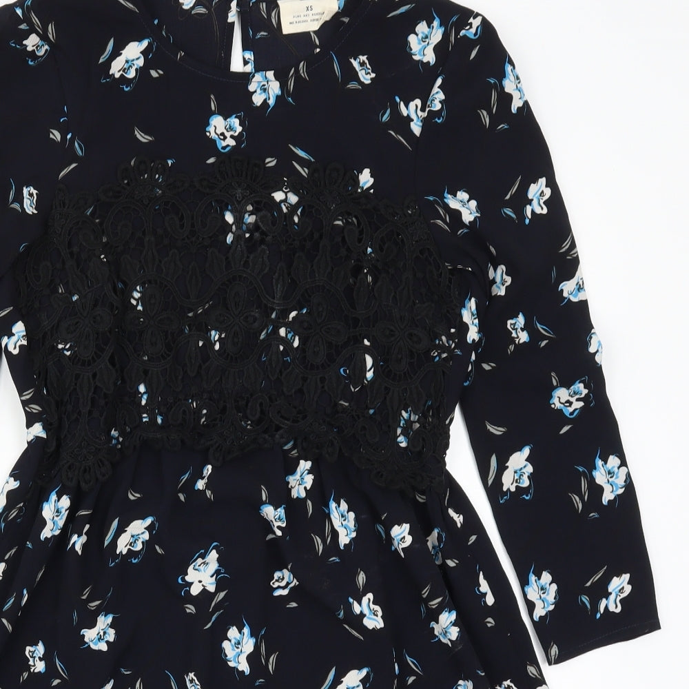 Pins & Needles Womens Blue Floral  Skater Dress  Size XS