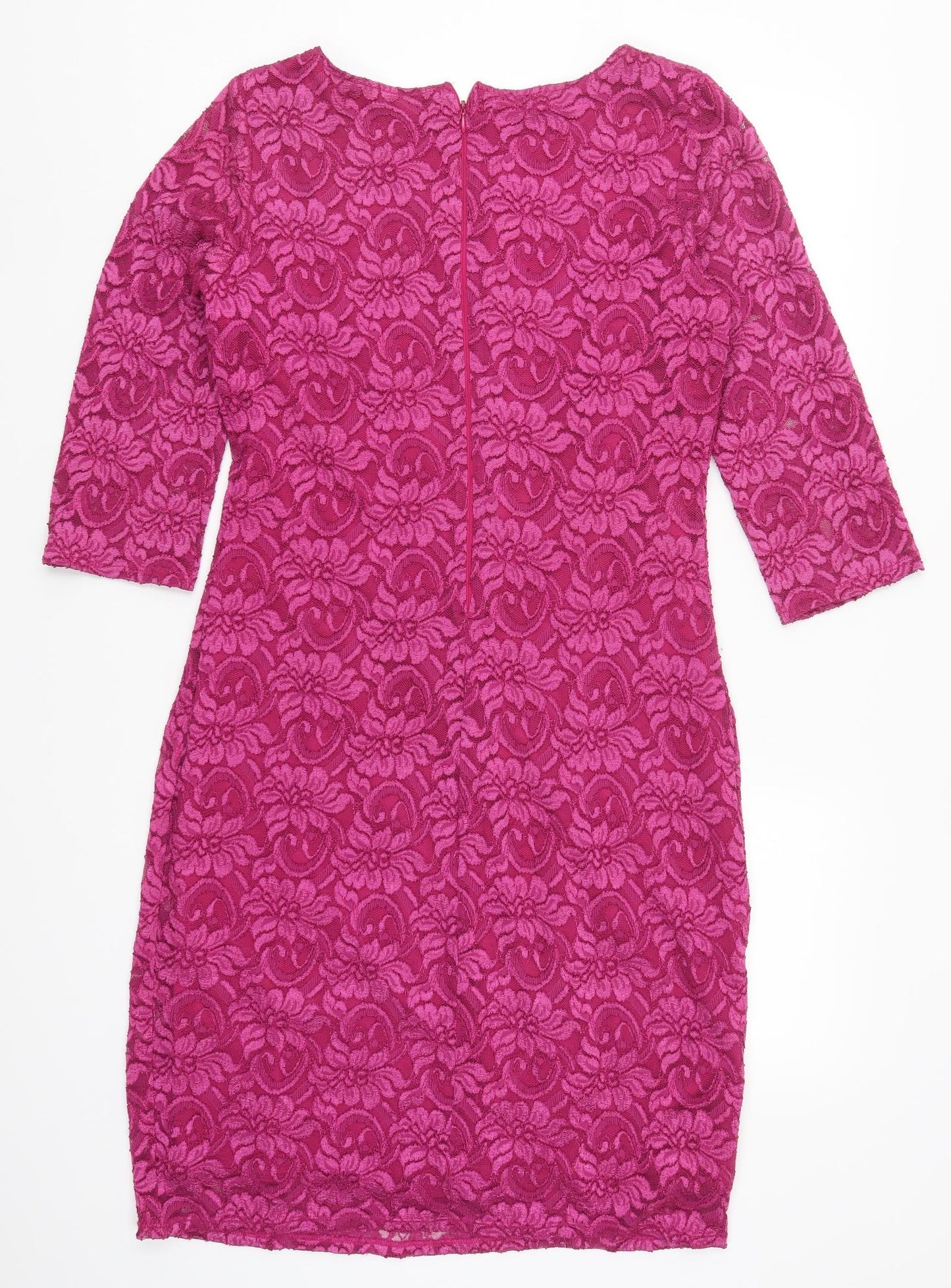 BHS Womens Pink  Lace Pencil Dress  Size 12