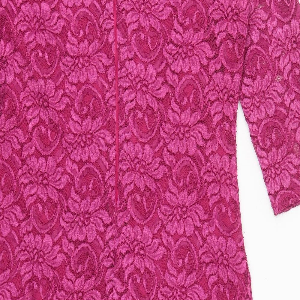 BHS Womens Pink  Lace Pencil Dress  Size 12