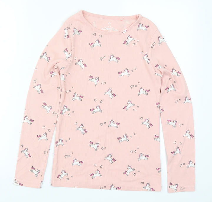 NEXT Girls Pink Solid  Top Pyjama Top Size 12 Years  - Unicorns