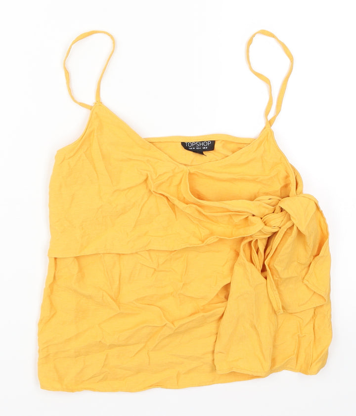 Topshop Womens Orange   Basic Tank Size 8  - Tie Front