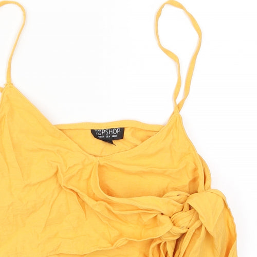 Topshop Womens Orange   Basic Tank Size 8  - Tie Front