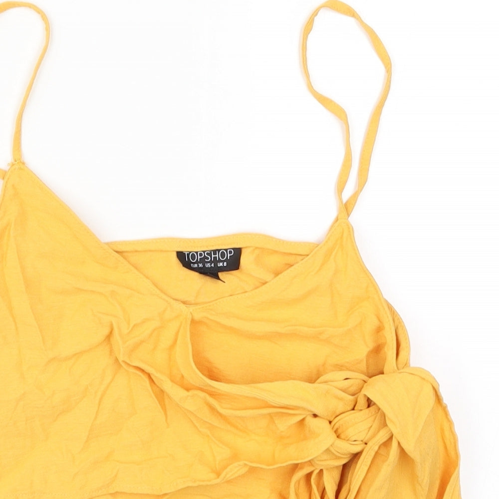 Topshop Womens Orange   Basic Tank Size 8  - Tie Front