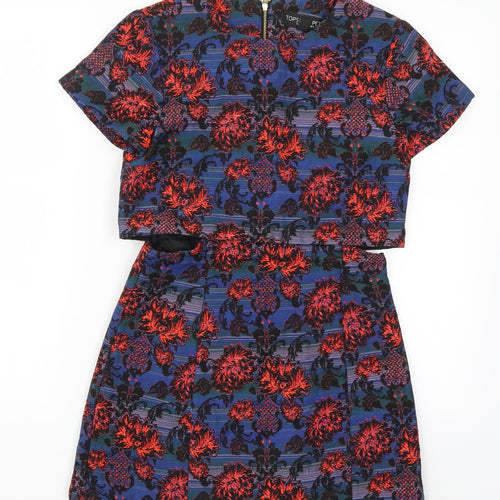 Topshop Womens Blue Floral  Mini  Size 8  - Red Flowers