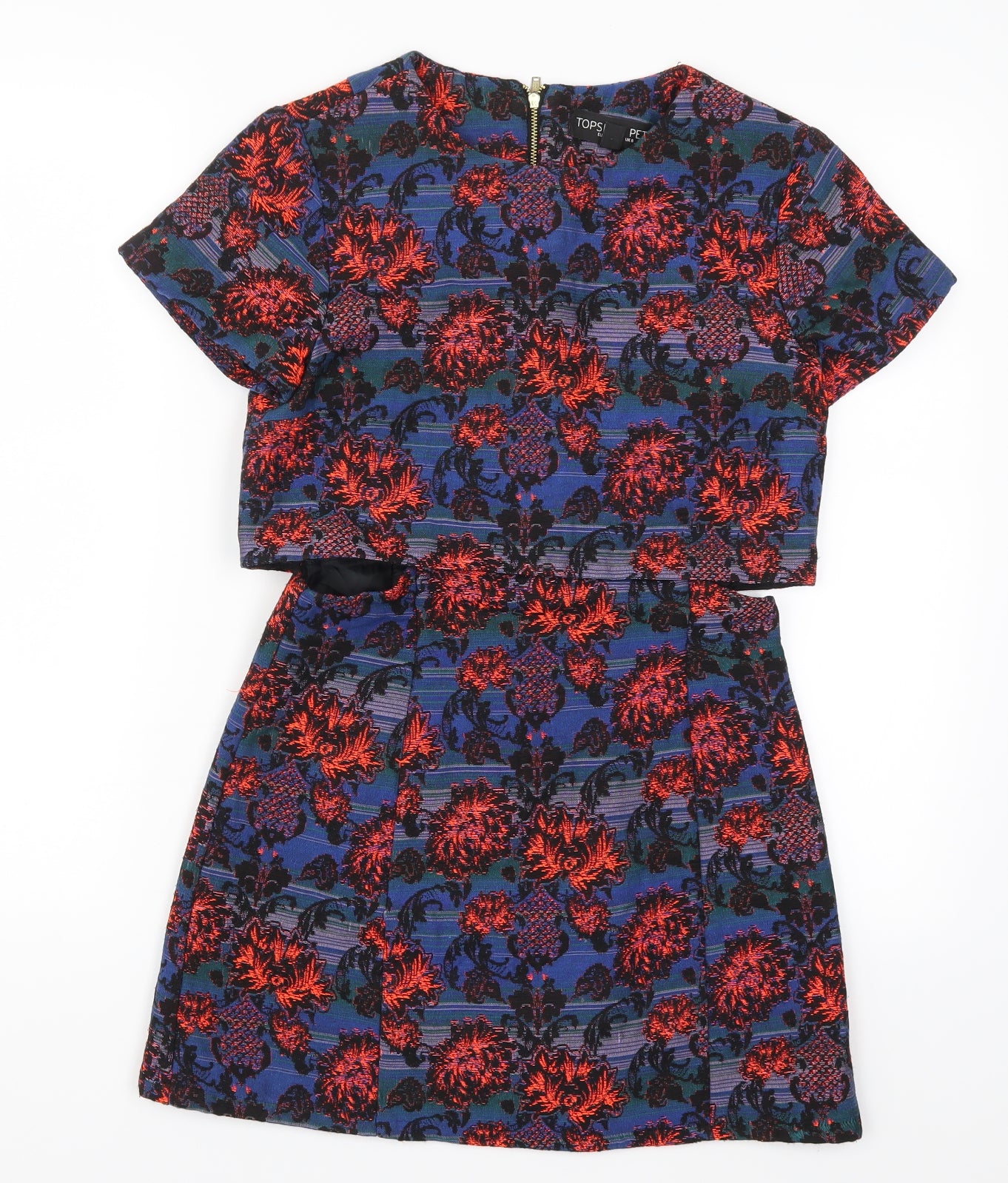 Topshop Womens Blue Floral  Mini  Size 8  - Red Flowers