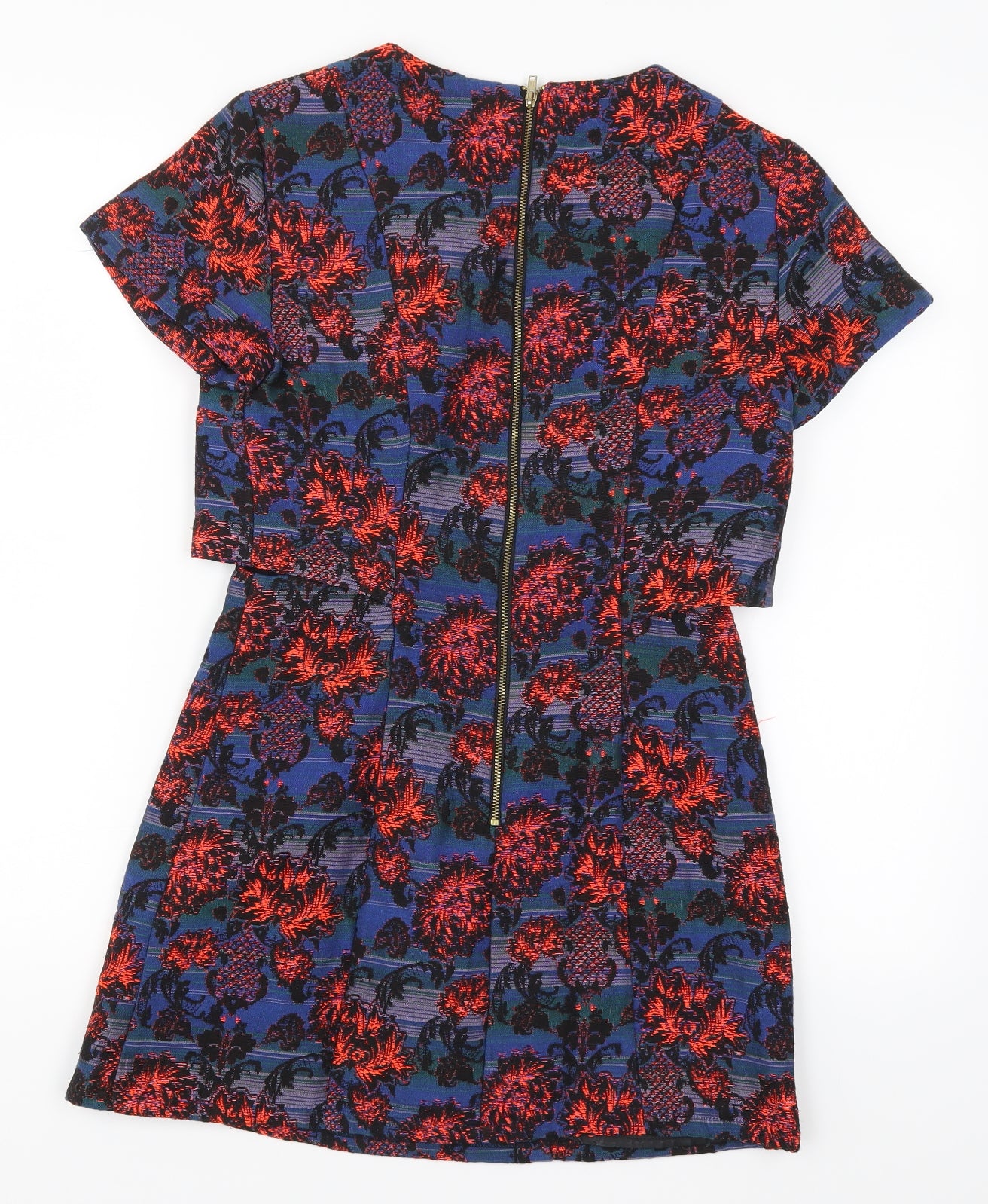 Topshop Womens Blue Floral  Mini  Size 8  - Red Flowers