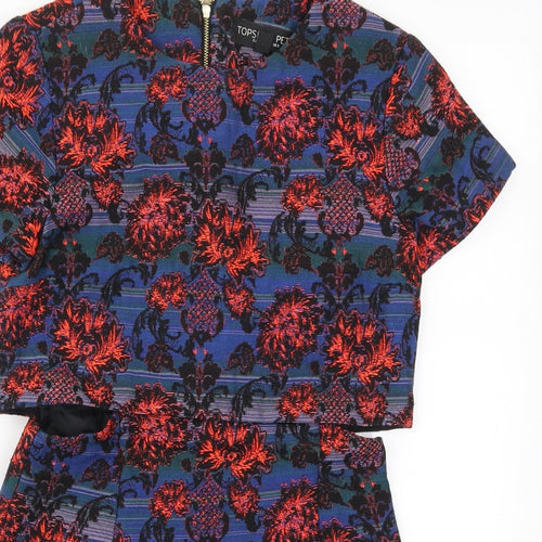 Topshop Womens Blue Floral  Mini  Size 8  - Red Flowers