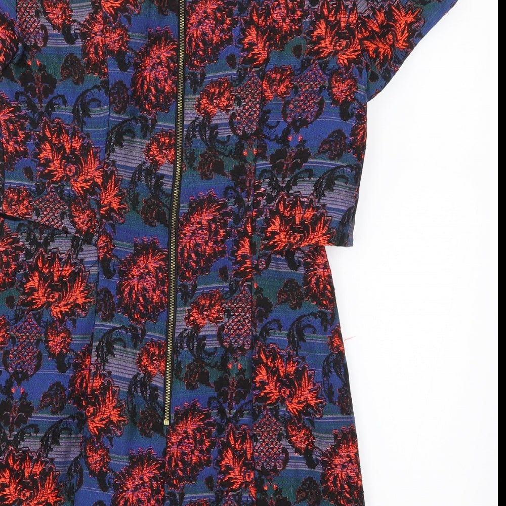 Topshop Womens Blue Floral  Mini  Size 8  - Red Flowers