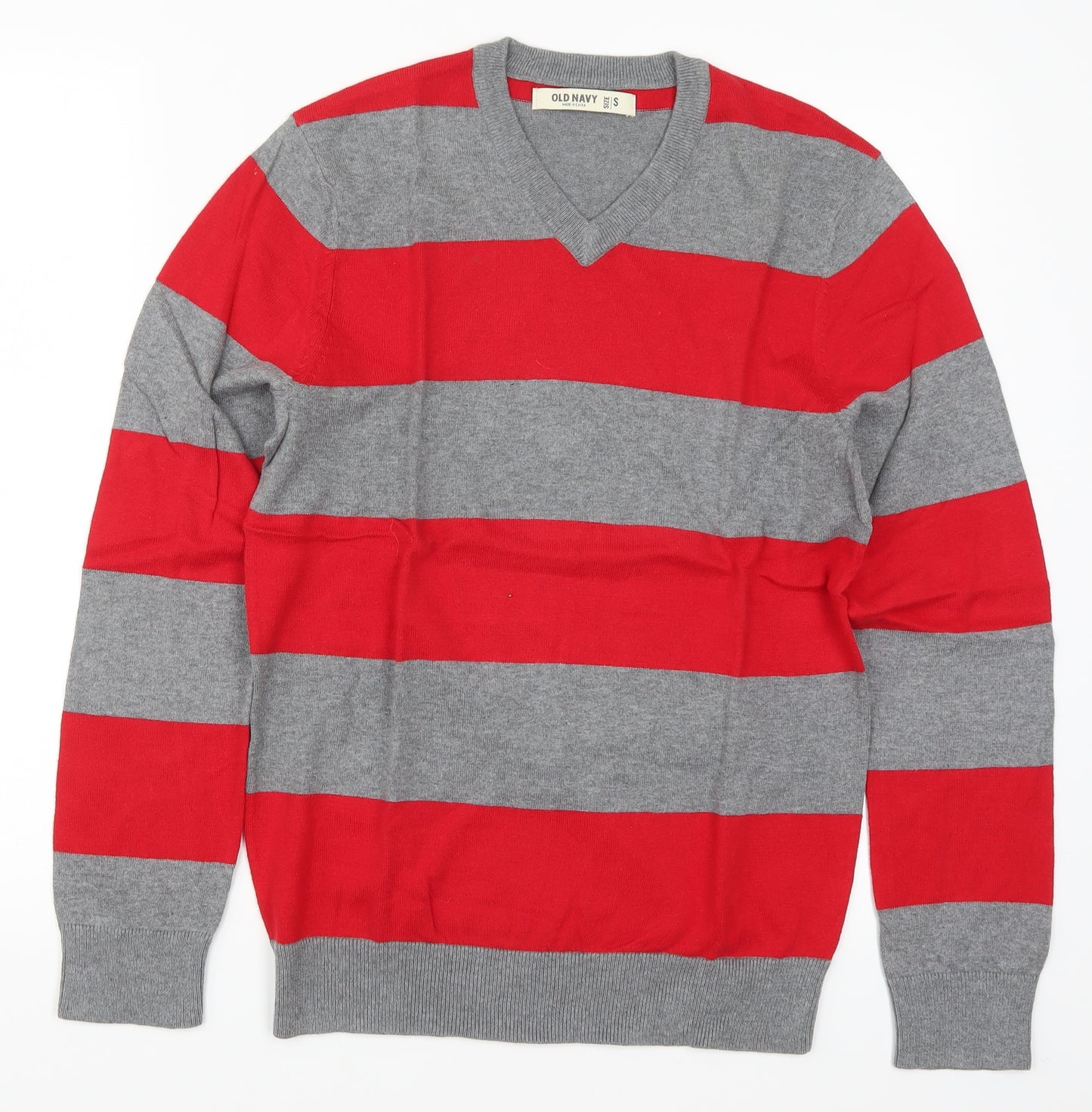 Old Navy Mens Red Striped Knit Pullover Jumper Size S