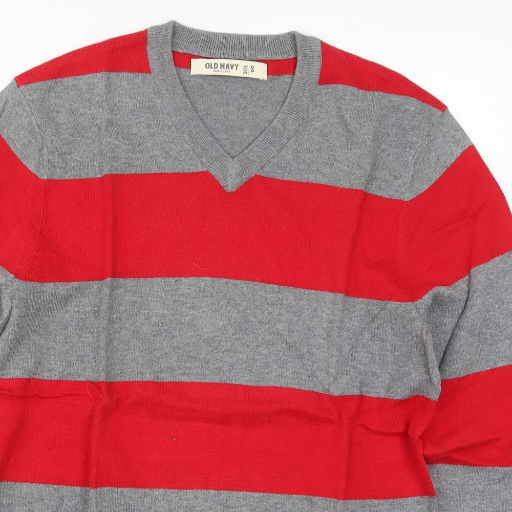 Old Navy Mens Red Striped Knit Pullover Jumper Size S