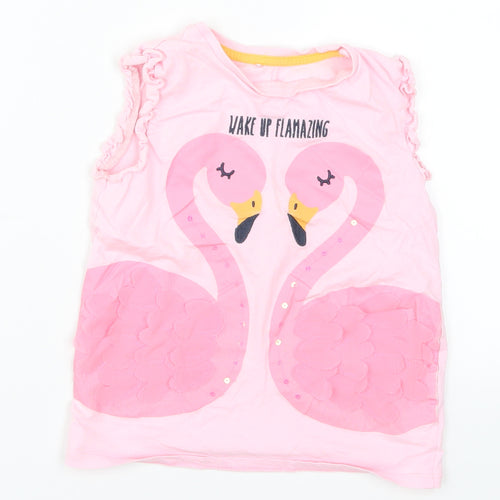 George Girls Pink   Basic Tank Size 5-6 Years  - Wake Up Flamazing