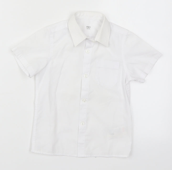 Marks and Spencer Girls White Basic Button-Up Size 3-4 Years