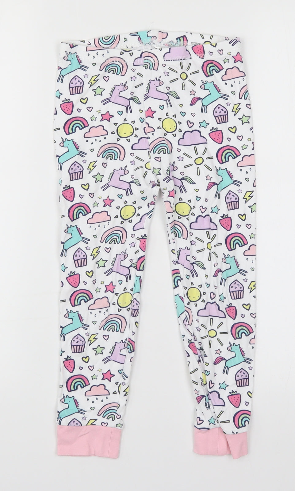 George Girls Multicoloured Geometric  Sweatpants Trousers Size 7-8 Years - Unicorns Rainbows Suns Loungewear