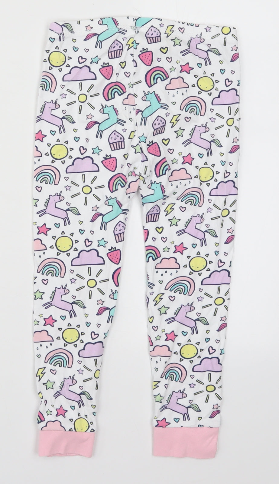 George Girls Multicoloured Geometric  Sweatpants Trousers Size 7-8 Years - Unicorns Rainbows Suns Loungewear