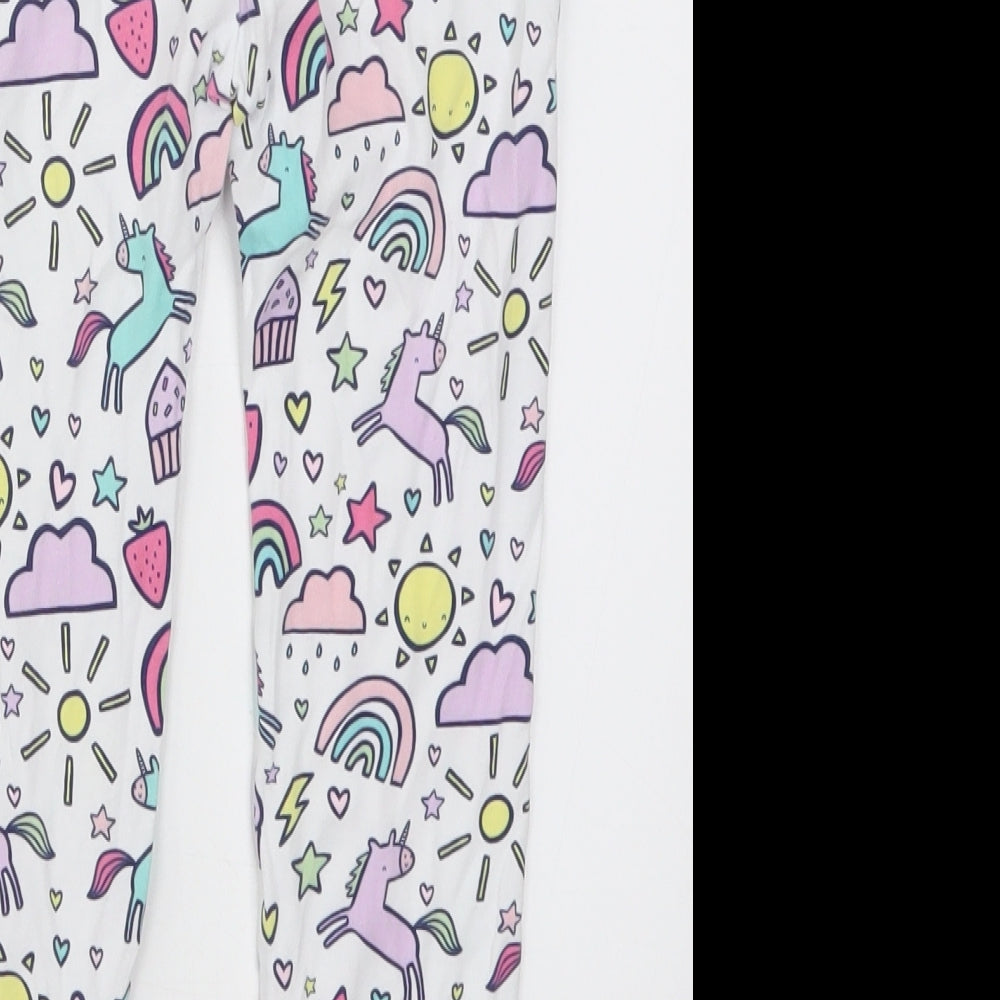 George Girls Multicoloured Geometric  Sweatpants Trousers Size 7-8 Years - Unicorns Rainbows Suns Loungewear