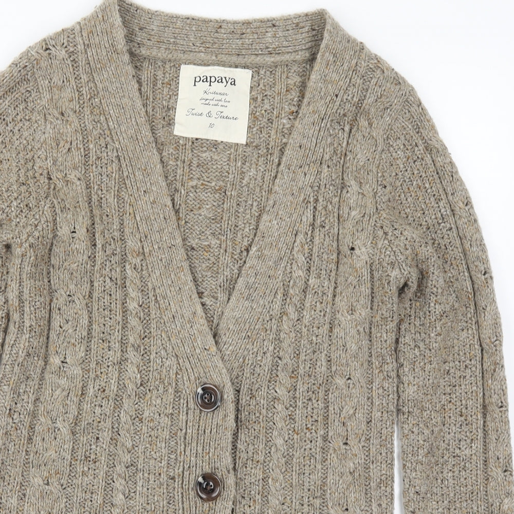 Papaya Womens Beige  Knit Cardigan Jumper Size 10