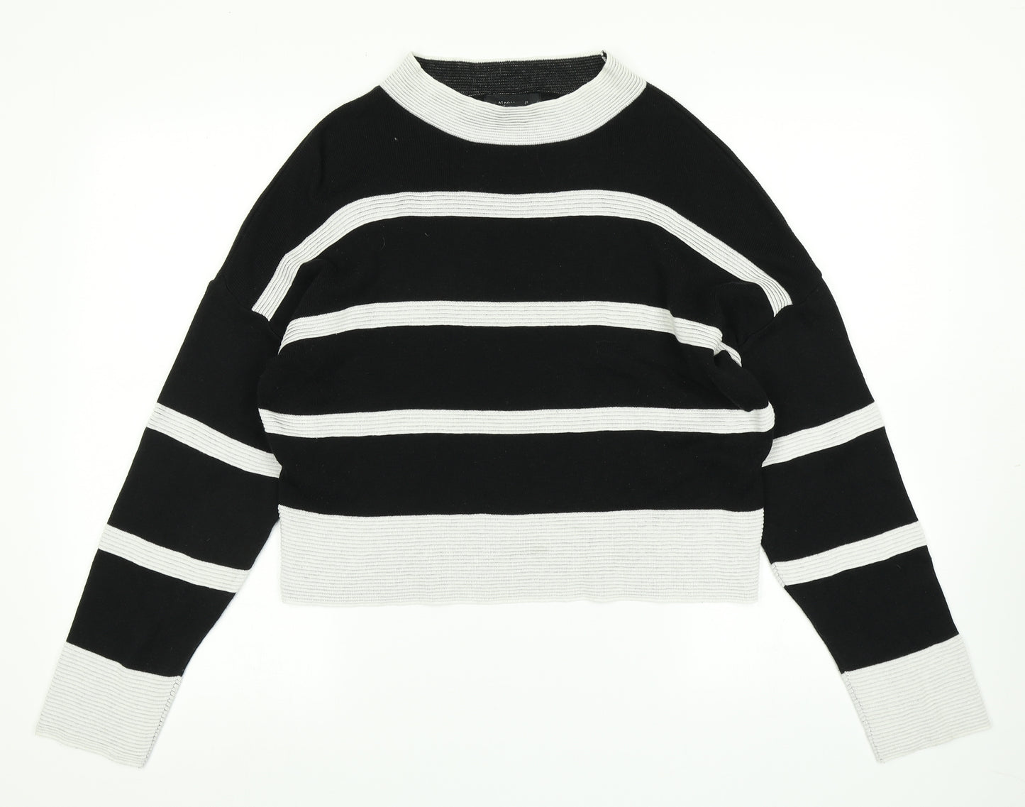 Atmosphere Womens Black Striped Knit Pullover Jumper Size S