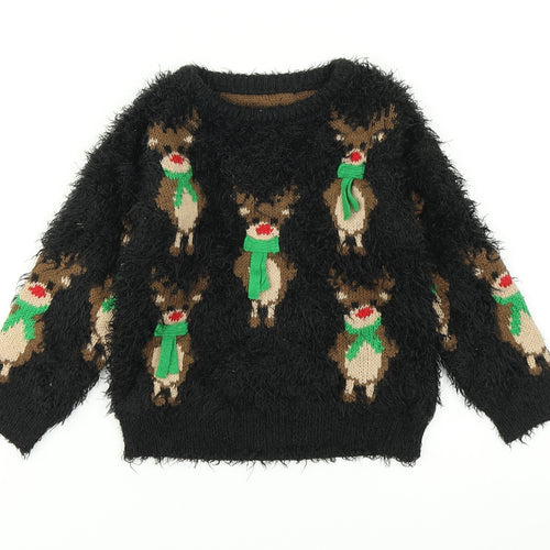 Nutmeg Baby Black  Knit Pullover Jumper Size 18-24 Months  - Christmas jumper