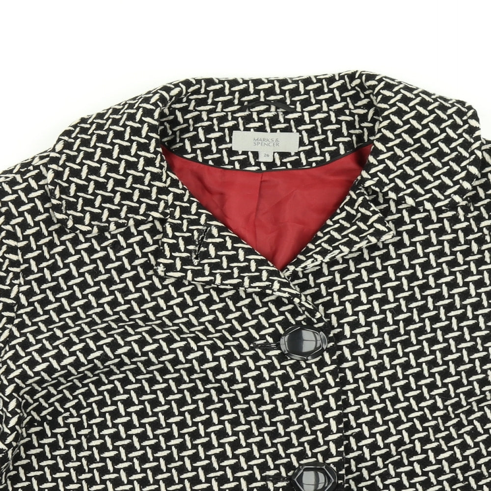 Marks & Spencer Womens Black   Overcoat Coat Size 26