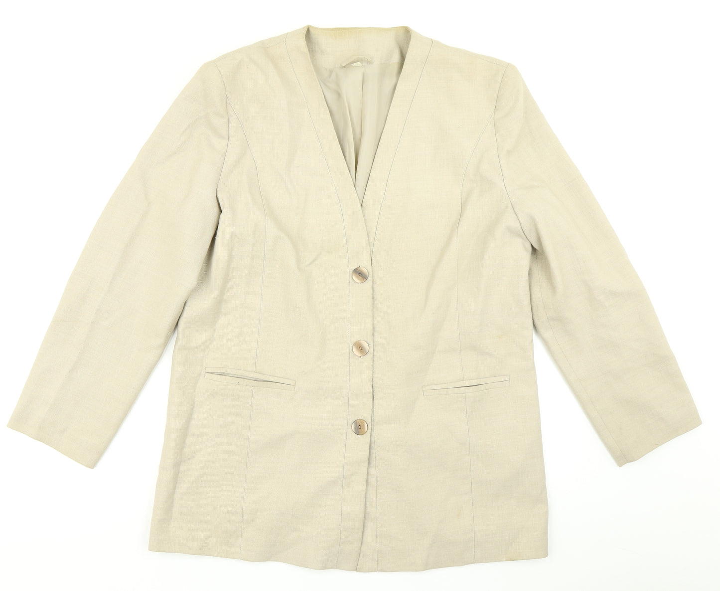 First Avenue Womens Beige   Jacket Blazer Size 14