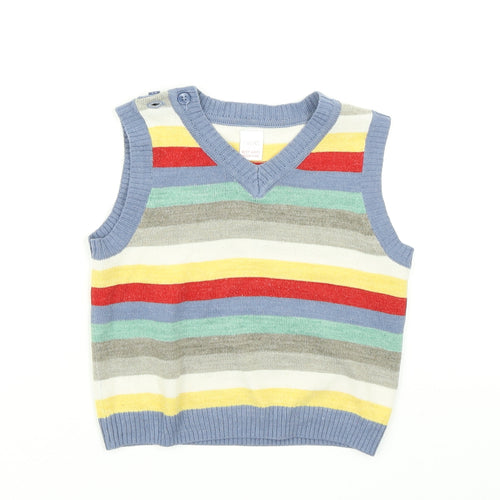 NEXT Boys Blue Striped Knit Vest Jumper Size 9-12 Months