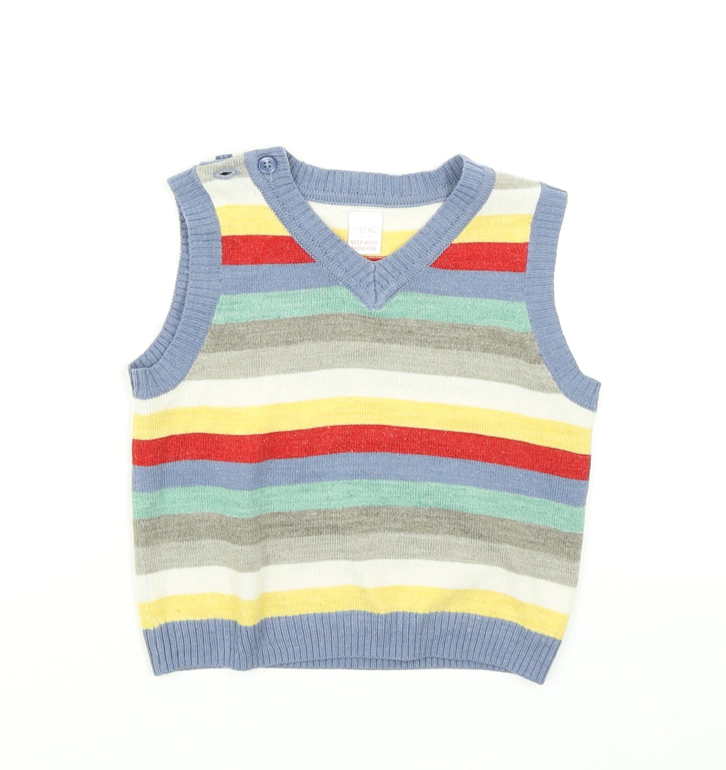 NEXT Boys Blue Striped Knit Vest Jumper Size 9-12 Months