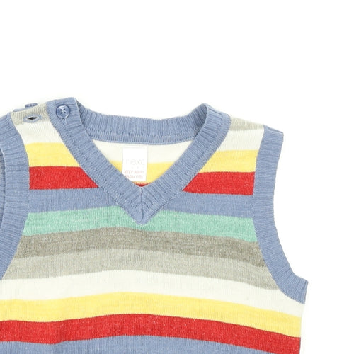 NEXT Boys Blue Striped Knit Vest Jumper Size 9-12 Months