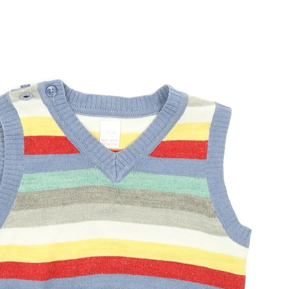 NEXT Boys Blue Striped Knit Vest Jumper Size 9-12 Months
