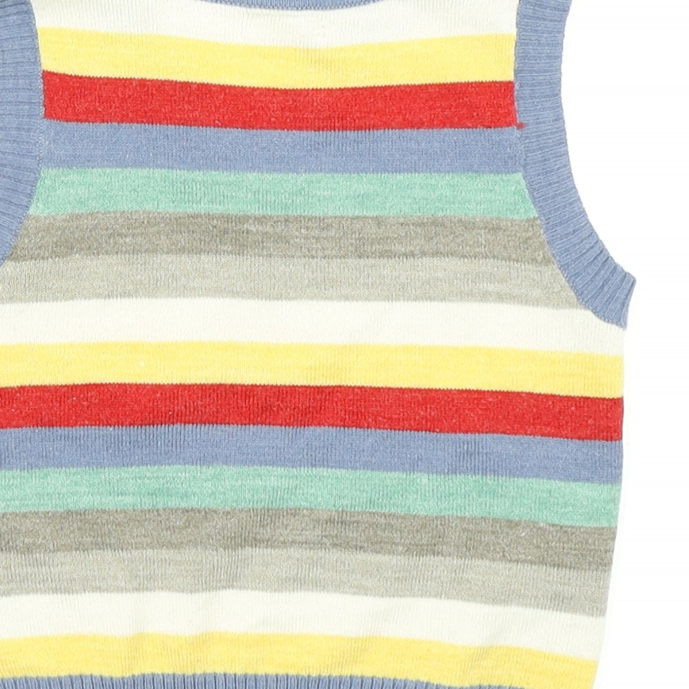 NEXT Boys Blue Striped Knit Vest Jumper Size 9-12 Months