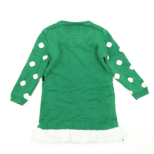 George Girls Green  Knit Jumper Dress  Size 18-24 Months  - Christmas Elf