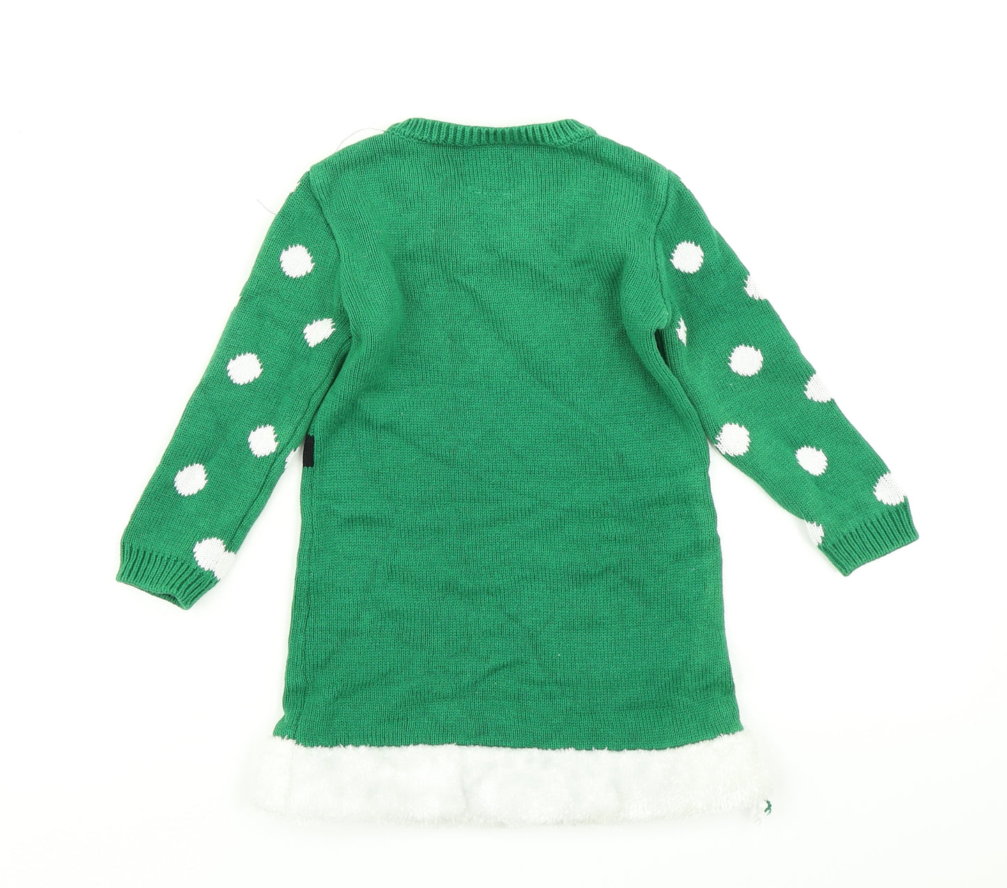 George Girls Green  Knit Jumper Dress  Size 18-24 Months  - Christmas Elf