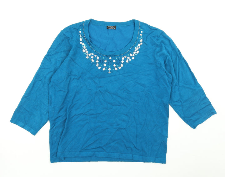 BM Womens Blue Knit Pullover Jumper Size M
