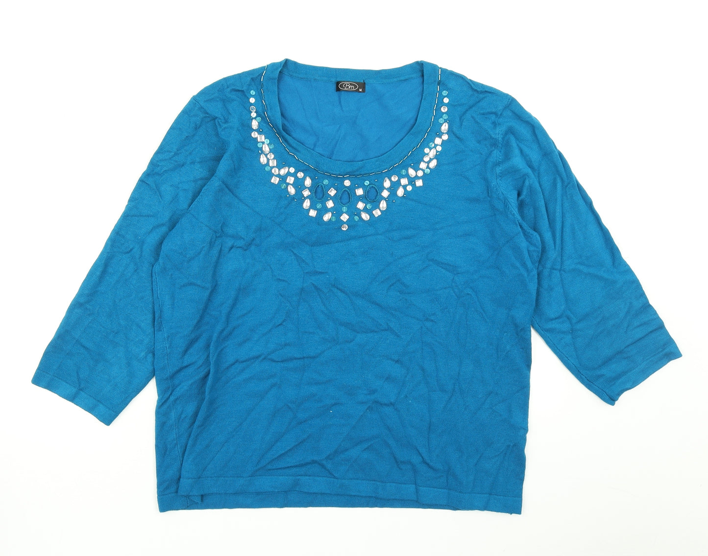 BM Womens Blue  Knit Pullover Jumper Size M