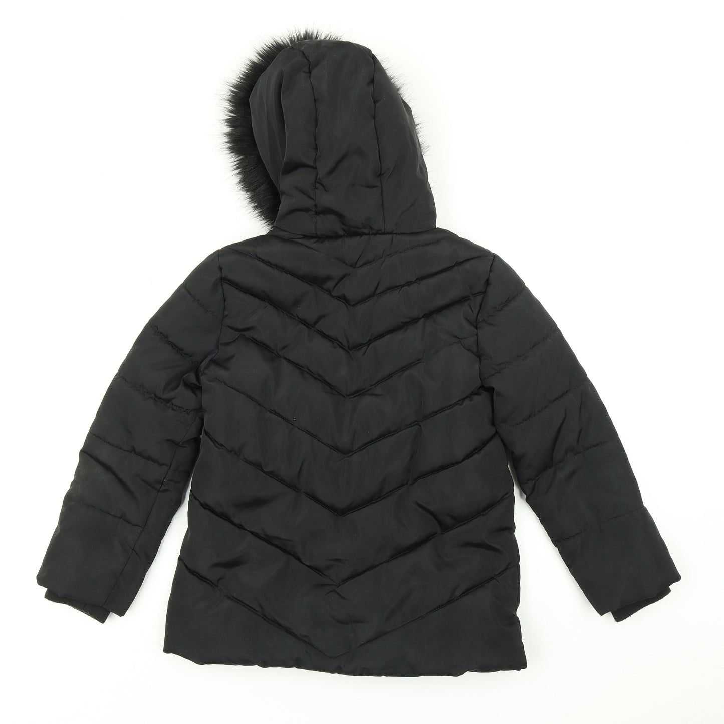 George Girls Black   Parka Coat Size 7-8 Years