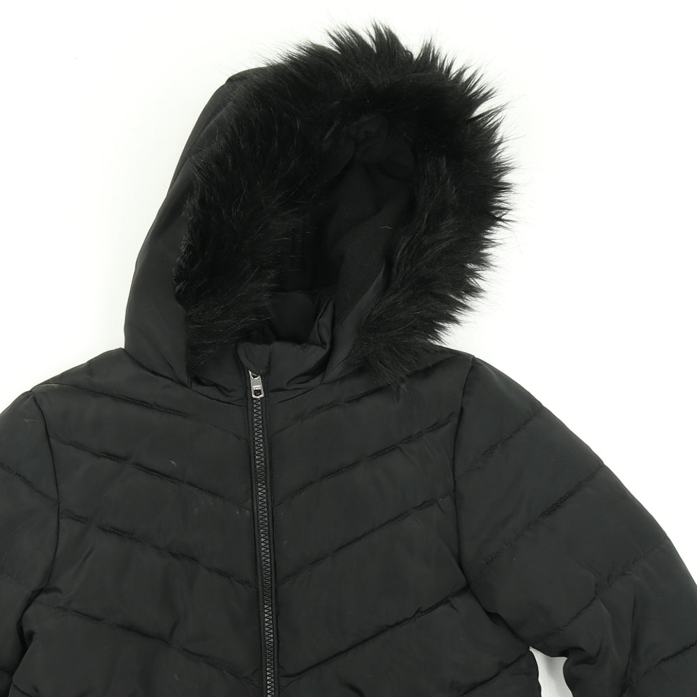 George Girls Black   Parka Coat Size 7-8 Years