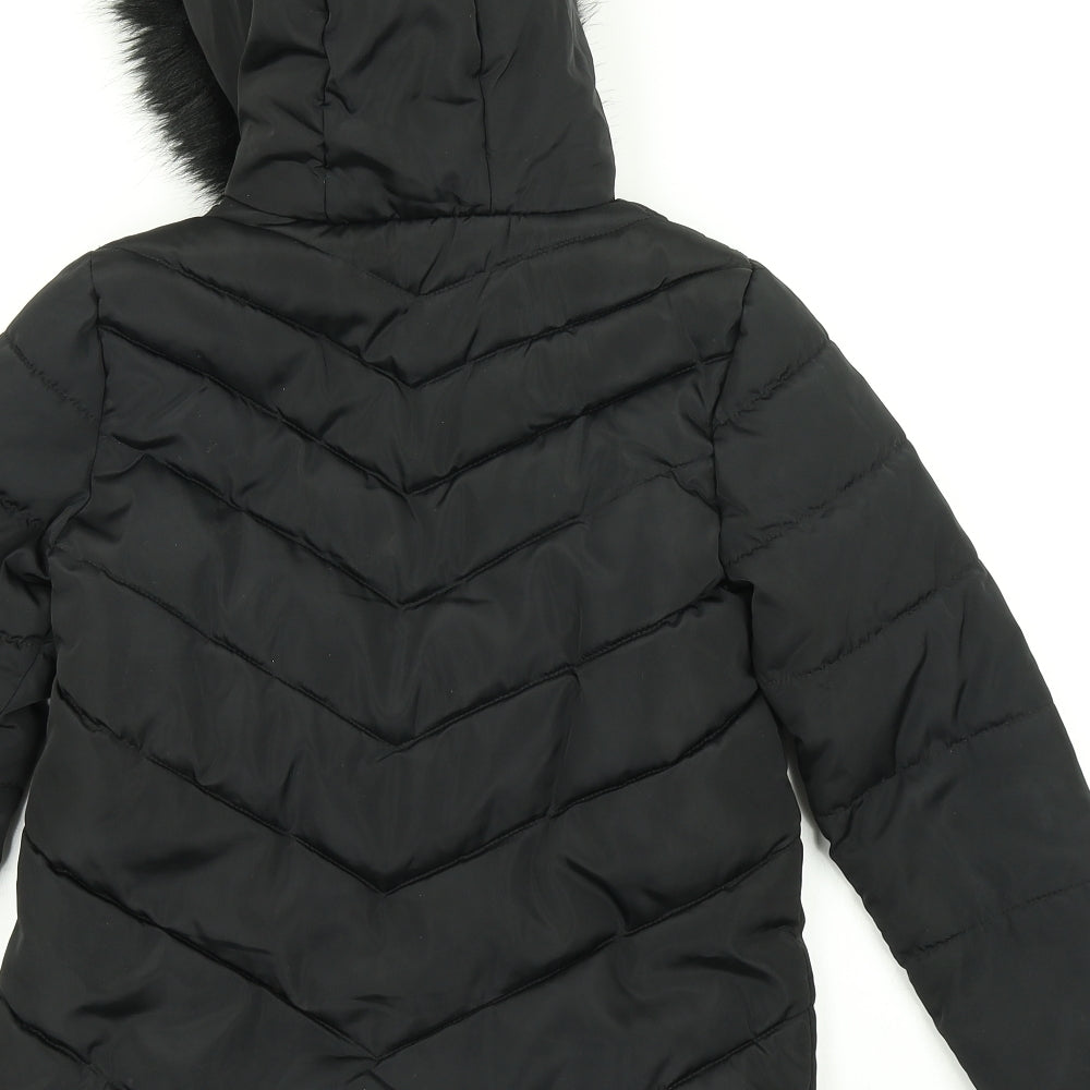 George Girls Black   Parka Coat Size 7-8 Years