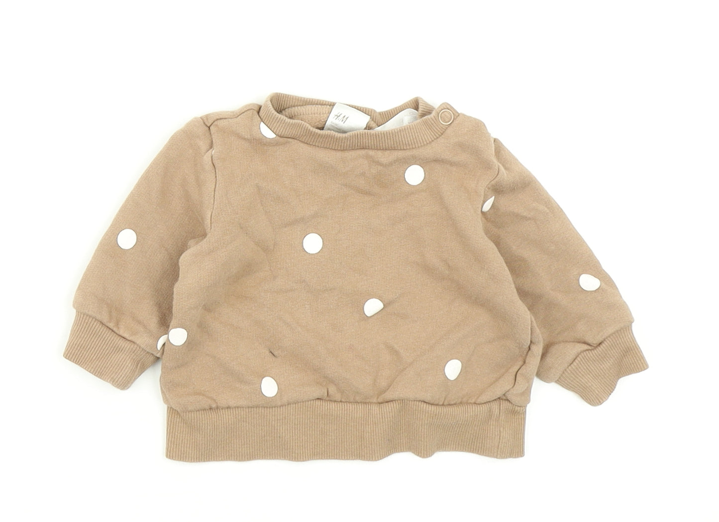H&M Girls Brown Polka Dot  Pullover T-Shirt Size 0-3 Months
