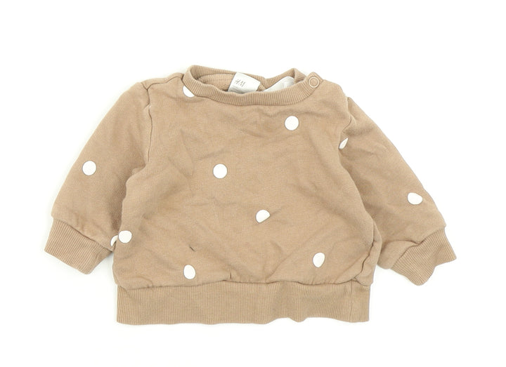 H&M Girls Brown Polka Dot  Pullover T-Shirt Size 0-3 Months