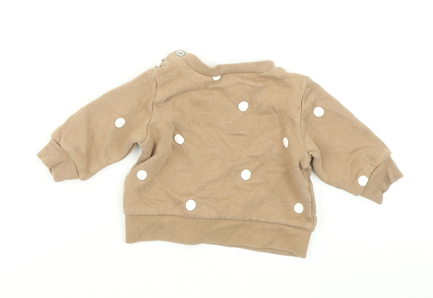 H&M Girls Brown Polka Dot  Pullover T-Shirt Size 0-3 Months