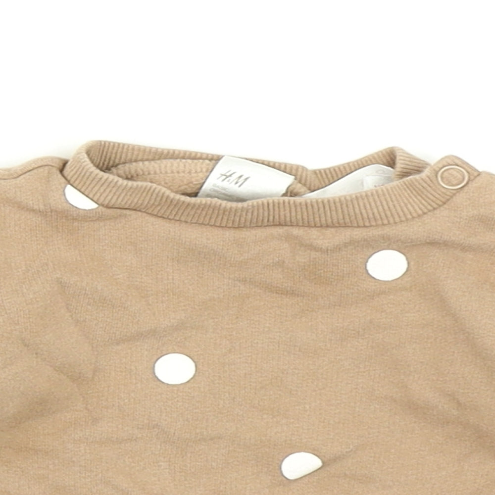 H&M Girls Brown Polka Dot  Pullover T-Shirt Size 0-3 Months