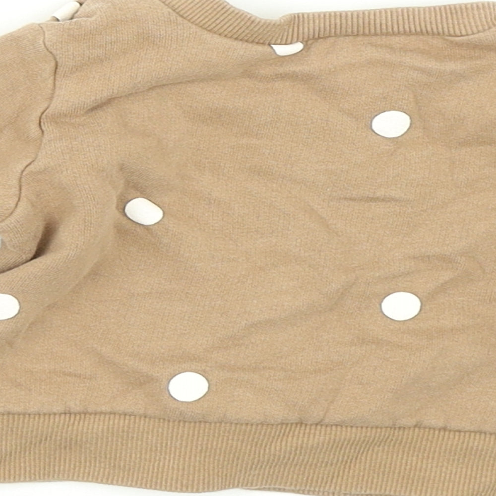 H&M Girls Brown Polka Dot  Pullover T-Shirt Size 0-3 Months