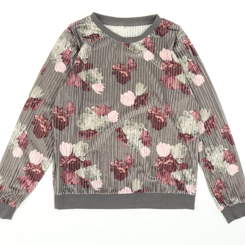 George Womens Grey Floral  Pullover Sweatshirt Size 8
