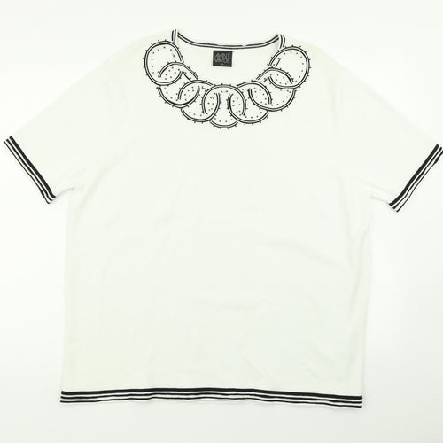 Avant Garde Womens White  Knit Pullover Jumper Size 2XL