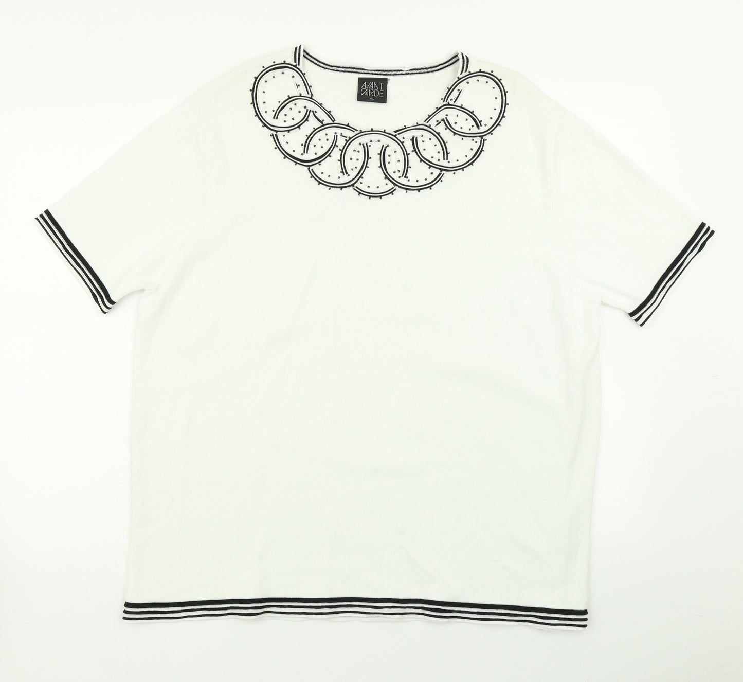 Avant Garde Womens White  Knit Pullover Jumper Size 2XL