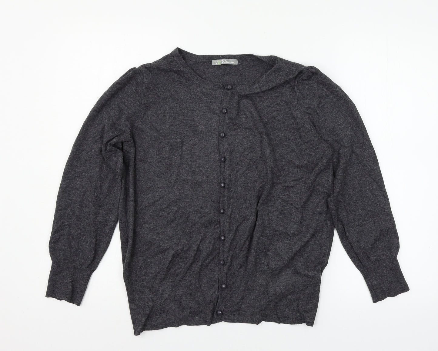 Marks and Spencer Womens Grey  Knit Cardigan Jumper Size 16
