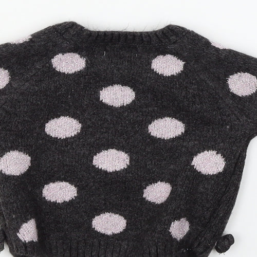 Primark Girls Grey Polka Dot Knit Pullover Jumper Size 6-9 Months
