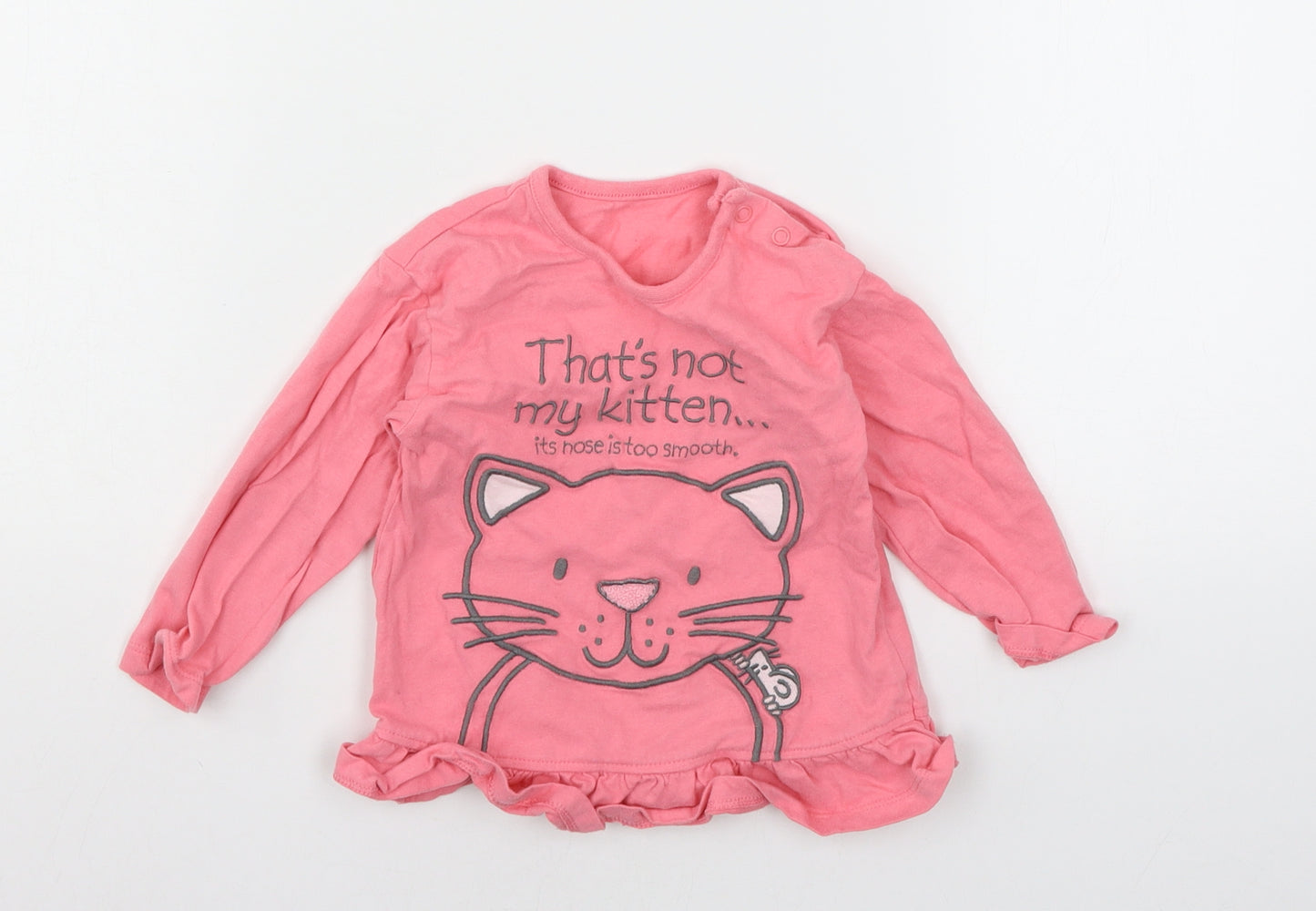 George Girls Pink  Jersey Basic T-Shirt Size 9-12 Months  - Kitten